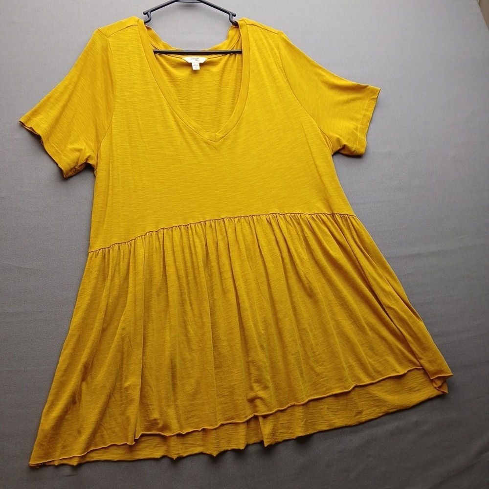 terra & sky 1x Ladies Tunic Style Top Autumn Gold‎ Solid